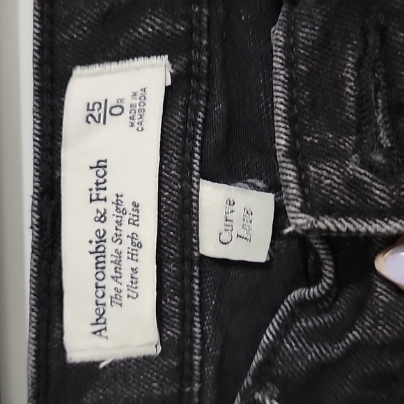Abercrombie & Fitch ultra high rise ankle straight jeans Washed Gray/black SZ 25 - Picture 3 of 5